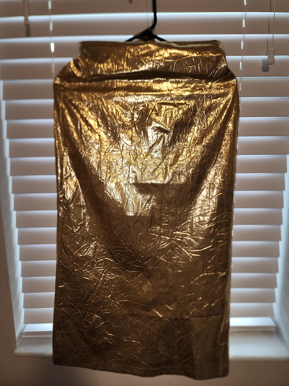 Metallic Gold Midi Pencil Skirt - Women